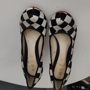 L.A.M.B. Heels, Black and White checkered, Size 10, worn but beautiful